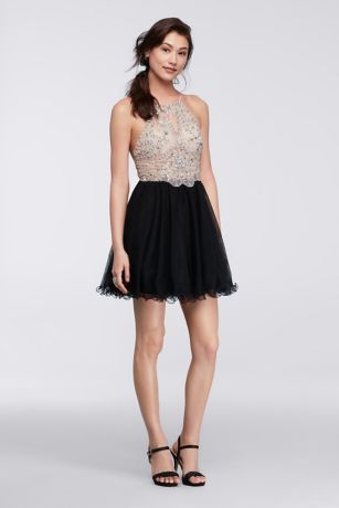 Short Halter Homecoming Dress with 