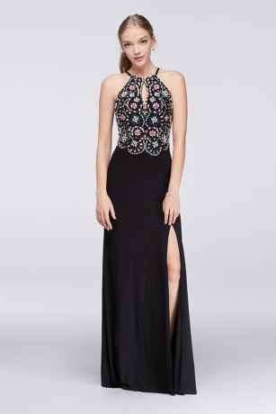 beaded halter gown