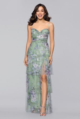 Picture of Floral Print Mesh Tiered A-Line Dress