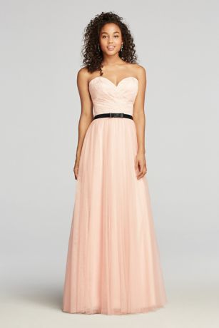 strapless tulle prom dress