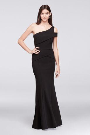 crepe one shoulder dress