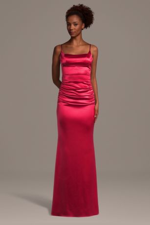 Picture of Sculpting Satin Sheath Dress with Embellished Back