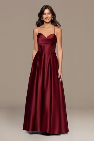 Picture of Satin Applique Corset Ball Gown with Lace-Up Back