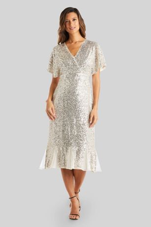 sequin wrap dress midi