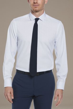 Picture of Mens Slim Fit Stretch Small Check Dress Shirt