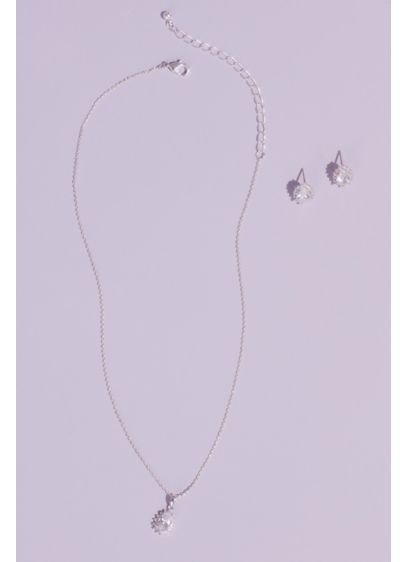 David's Bridal Grey (Almond Cubic Zirconia Necklace and Earring Set)