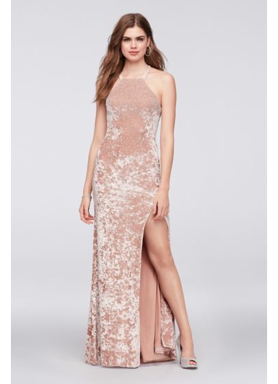 Long Pink Soft & Flowy Xscape Bridesmaid Dress