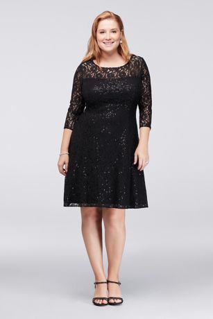 sl fashions sequined lace fit & flare dress