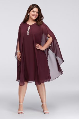 chiffon cape dress plus size