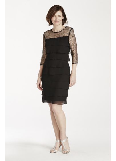 Short Sheath 3/4 Sleeves Cocktail and Party Dress - Alex Evenings