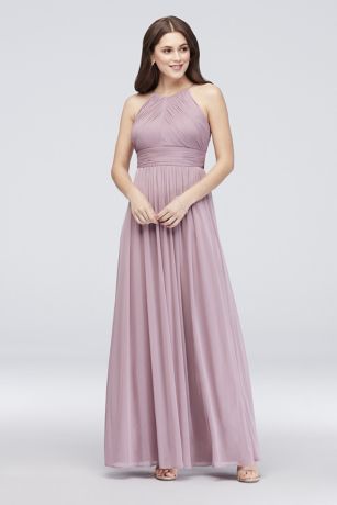 mesh top bridesmaid dress