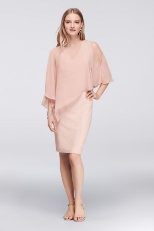 shift dress with chiffon overlay