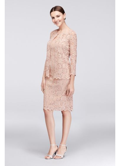 Shift Sequin Lace Dress with Matching Jacket David s Bridal Shift Sequin Lace Dress with Matching Jacket David s Bridal
