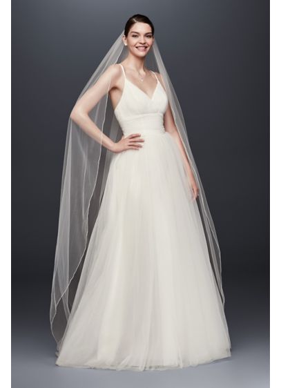 Chapel Length Veil with Pencil Edge - This long, one-tier veil is the perfect complement