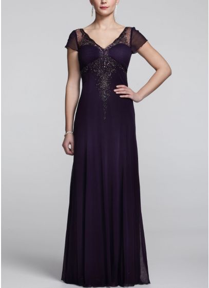 Long Sheath Cap Sleeves Formal Dresses Dress - Dave and Johnny