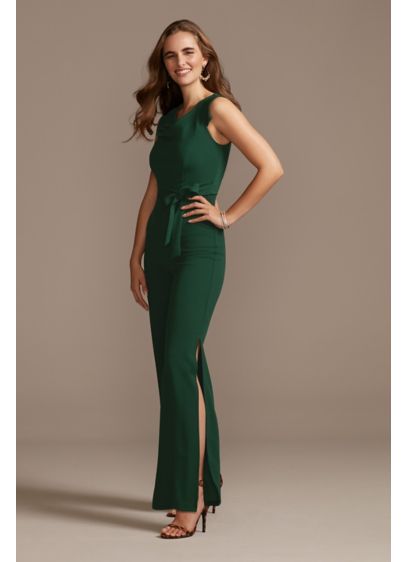 Long Jumpsuit Cap Sleeves Cocktail and Party Dress - Bebe