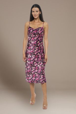 Picture of Floral Print Satin Midi Sheath Dress