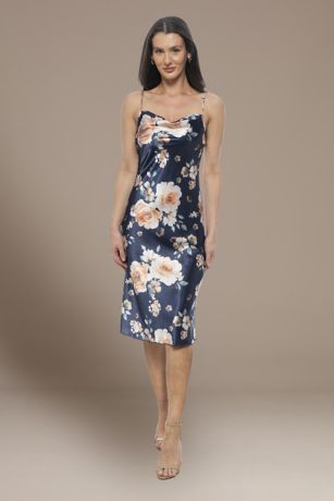 Picture of Floral Print Satin Midi Sheath Dress