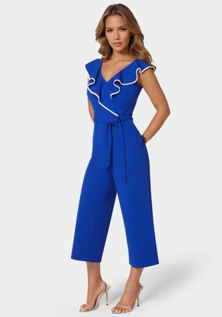 Picture of Scuba Crepe Ruffle V-Neck Jumpsuit