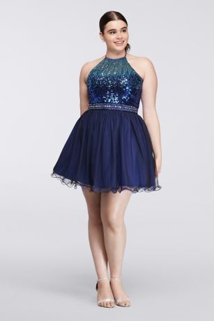 plus size ombre sequin dress