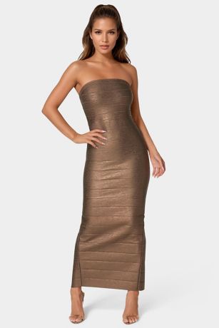 Picture of Strapless Bandage Metallic Foil Dress