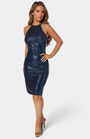 Picture of Mock Neck Disco Dot Midi Dress