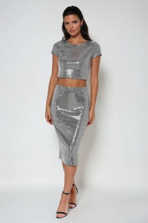 Picture of 2PC Disco Dot Top with Midi Skirt