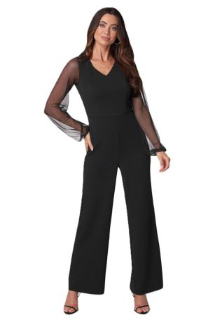 Picture of V-Neck Jumpsuit with Powermesh Sleeve