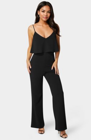 Picture of Ruffle Scuba Crepe Wide Leg Jumpsuit