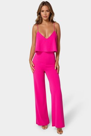 Picture of Ruffle Scuba Crepe Wide Leg Jumpsuit