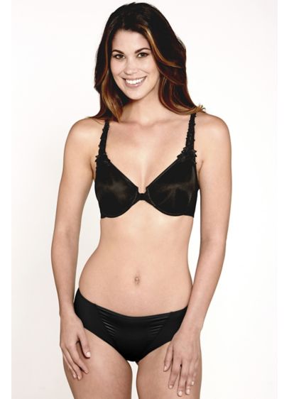 Dominique Meryl Front Closure Minimizer T-Back Bra - Featuring floral details on the straps, this underwire