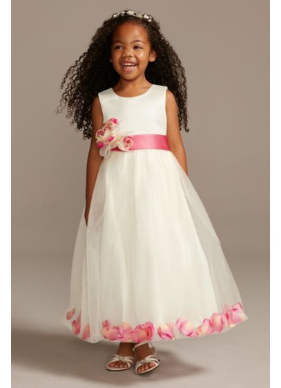 Tulle Skirt Flower Girl Dress with Colored Petals | David's Bridal