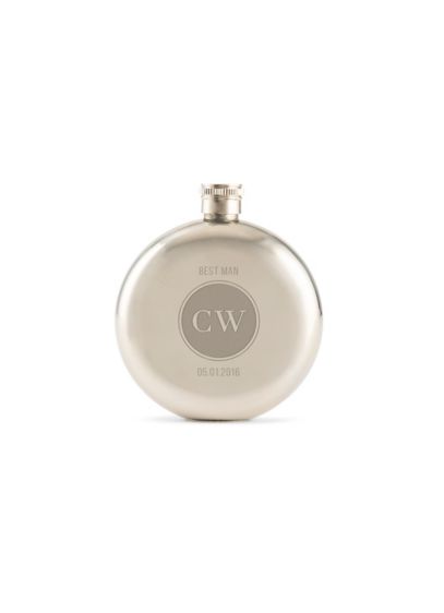 Grey (Personalized Circle Monogram Polished Round Flask)