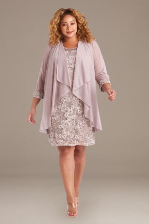 Picture of Floral Lace Short Tank Dress with Chiffon Jacket