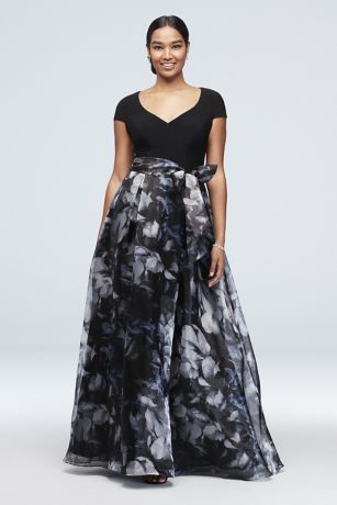 david's bridal black floral dress