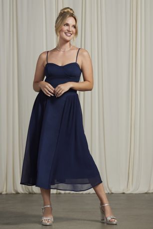 Picture of Crepe Corset Chiffon Tea-Length Dress