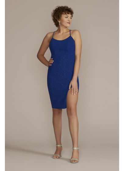 Knee Length Jersey Glitter Dress with Cutout Back - Bring the glitz, glam, and everything gorgeous to