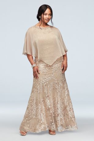 plus size gown with cape