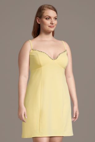 Picture of Crepe Mini Dress with Rhinestone Trim Neckline