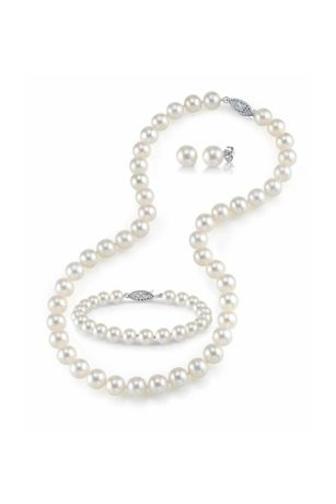 Picture of 7.0-7.5mm White Freshwater Pearl Jewelry Set