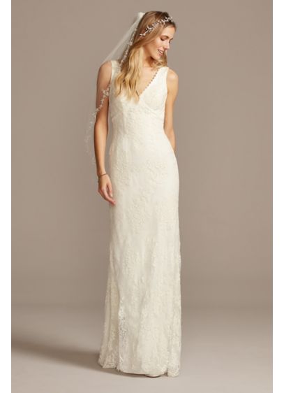 Floral Lace Wedding Dress with Tank Sleeves - What's not to love about this all over