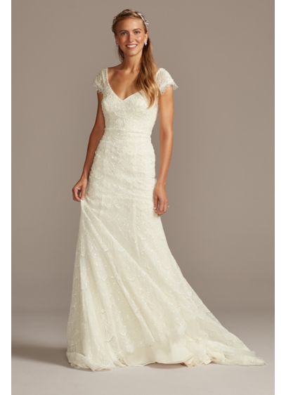 Hand Beaded Lace Cap Sleeve Petite Wedding Dress - A fresh take on a timeless wedding day