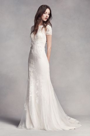 white by vera wang cap sleeve petite wedding dress