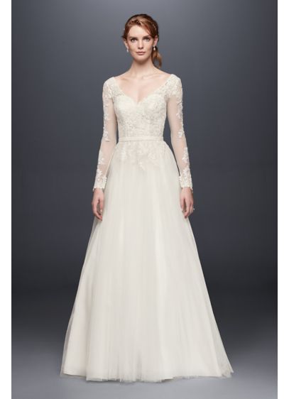 Petite Long Sleeve Wedding Dress With Low Back David s Petite Long Sleeve Wedding Dress With Low Back David s