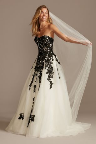 black and cream wedding dress