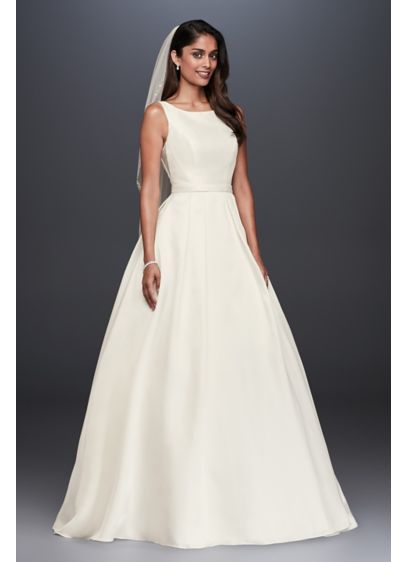 High Neck Mikado Petite Ball Gown Wedding Dress David s High Neck Mikado Petite Ball Gown Wedding Dress David s