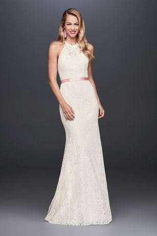 White by Vera Wang Halter Sheath Wedding Dress | David's Bridal