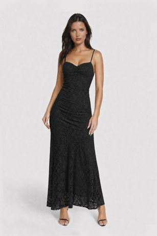 Picture of Strapless Drop Waist Lace Midi Dress