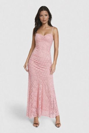 Picture of Strapless Drop Waist Lace Midi Dress