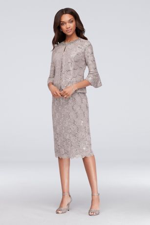 alex evenings sequined lace sheath dress and jacket